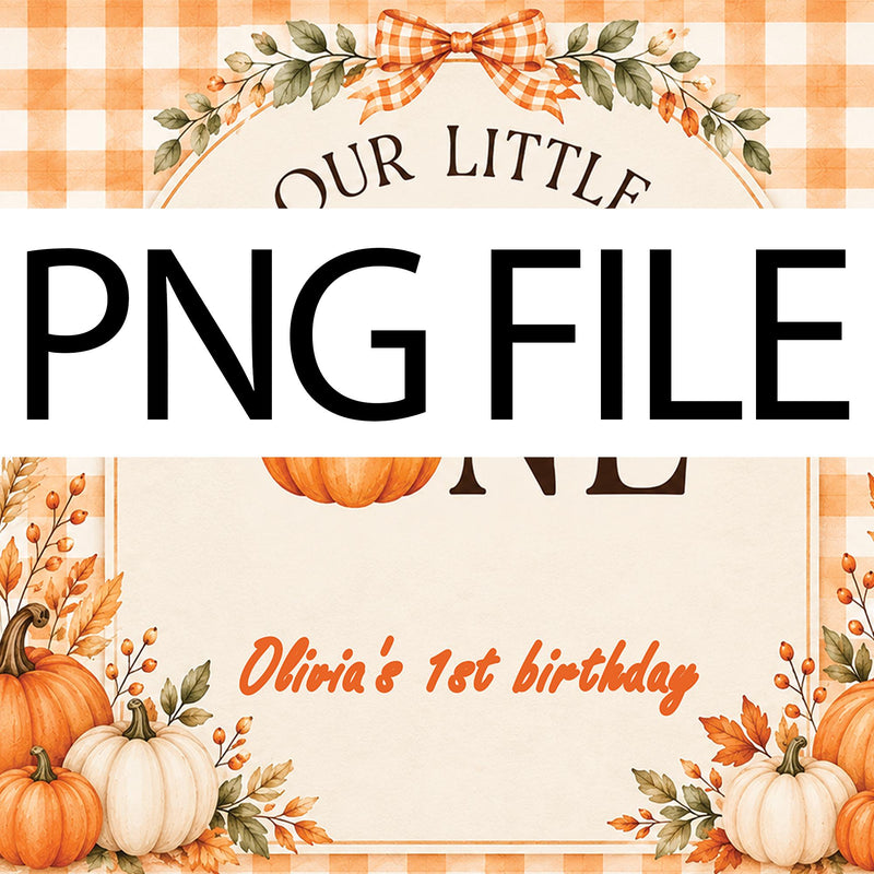 Our Little Pumpkin Is One Fall Birthday Banner with Custom Name, Autumn Theme 1st Birthday Milestone Silk Sign for Party Decor