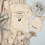 Out of Difficulties Grow Miracles Baby Bodysuit and Hat Set with 1 Peter 5:10 Scripture, Faith-Based Newborn Gift, Custom Name Option