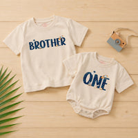 Outer Space Family Matching Shirts with Rocket and Star Artwork, Custom Name and Age, First Birthday Cake Smash Outfit Set