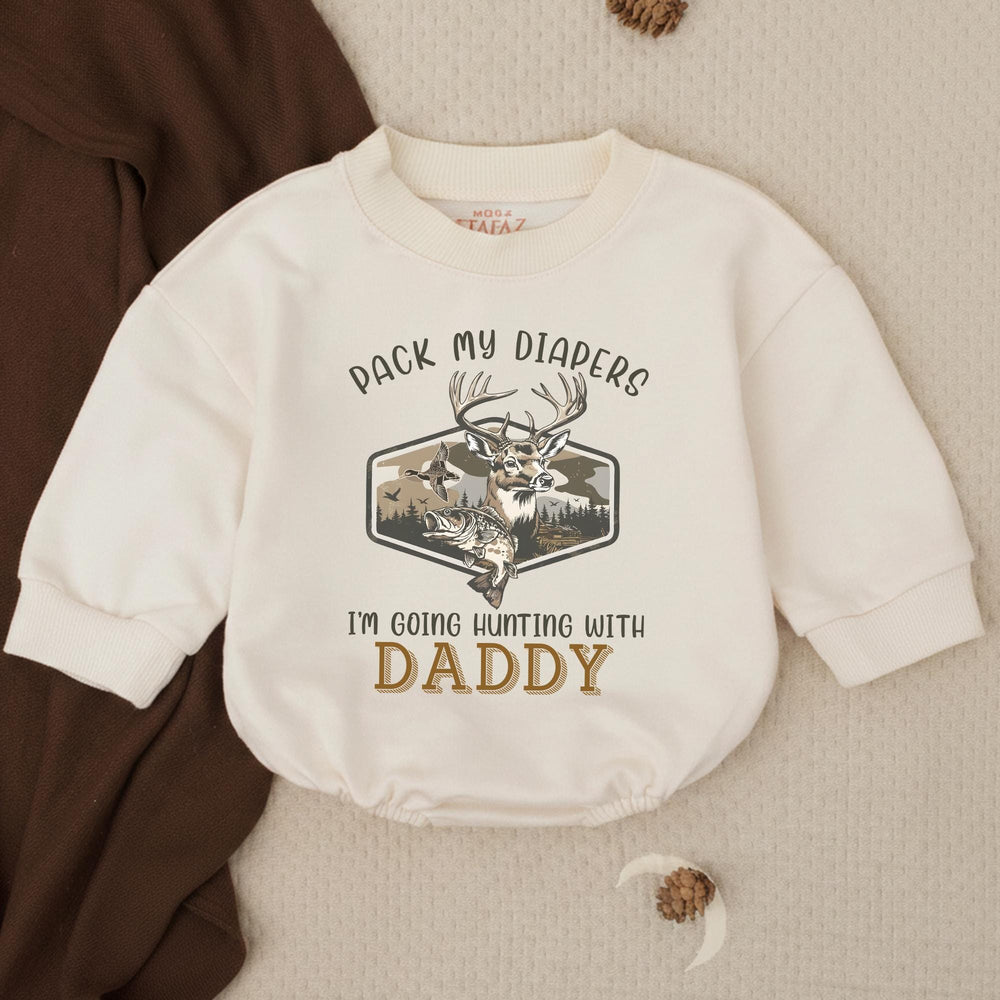 Pack My Diapers I’m Going Hunting With Daddy Baby Bodysuit Rustic Deer Duck Fish Design Cotton Outfit Infant Gift Outdoor Theme