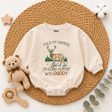 Pack My Diapers I'm Going Hunting with Daddy Baby Romper, Cute Deer Graphic Long Sleeve Outfit, Soft Cotton Baby Shower Gift Clothes