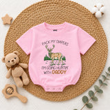 Pack My Diapers I'm Going Hunting with Daddy Baby Romper, Cute Deer Graphic Long Sleeve Outfit, Soft Cotton Baby Shower Gift Clothes