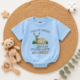 Pack My Diapers I'm Going Hunting with Daddy Baby Romper, Cute Deer Graphic Long Sleeve Outfit, Soft Cotton Baby Shower Gift Clothes