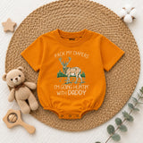 Pack My Diapers I'm Going Hunting with Daddy Baby Romper, Cute Deer Graphic Long Sleeve Outfit, Soft Cotton Baby Shower Gift Clothes