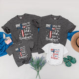 Patriotic Christian Family Shirts with Bible Verse, 250th America Freedom Tee for Kids, Adults & Babies, Soft Cotton 4th of July Outfits