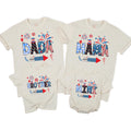 Patriotic Matching Family Shirts with Custom Names Uncle Sam Hat Fireworks Americana Design 4th of July Outfit for Dad Mom Brother Baby