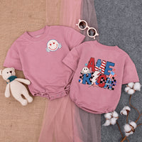 Patriotic Smiling Face Baby Romper Fourth of July Outfit Stars Stripes Vintage Americana Infant Bodysuit Holiday Celebration Gift