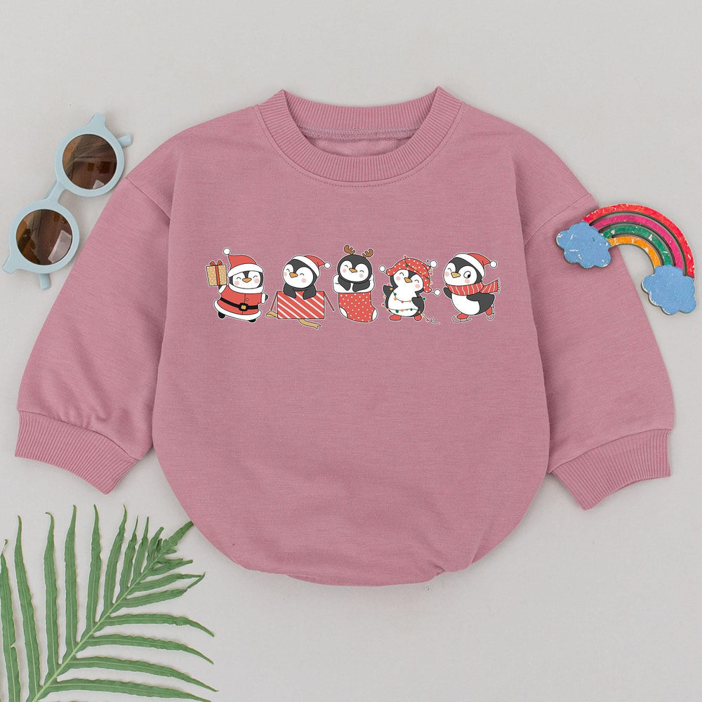 Penguin Christmas Baby Romper for Newborn Girls First Holiday Outfit Cute Festive Design Baby Shower Gift Soft Comfortable Xmas Clothes