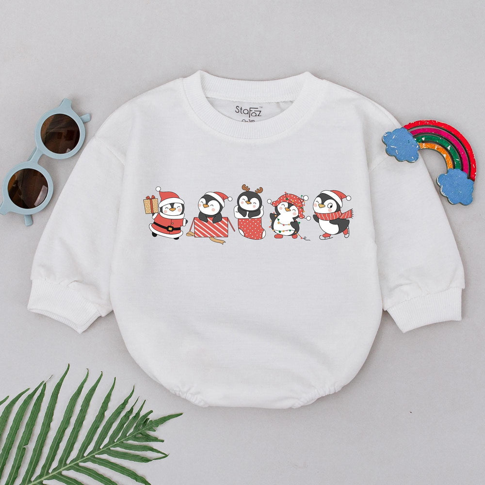 Penguin Christmas Baby Romper for Newborn Girls First Holiday Outfit Cute Festive Design Baby Shower Gift Soft Comfortable Xmas Clothes