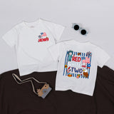 Personalized 2nd Birthday Boy Shirt with Henry Name Red White and Two Design Patriotic Cartoon Style Outfit for Toddler Party Celebration