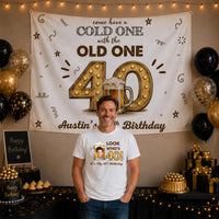 Personalized 40th Birthday Banner and Matching Shirts for Men, Custom Beer Mug Design Party Outfit, Vintage 1986 Celebration Decor