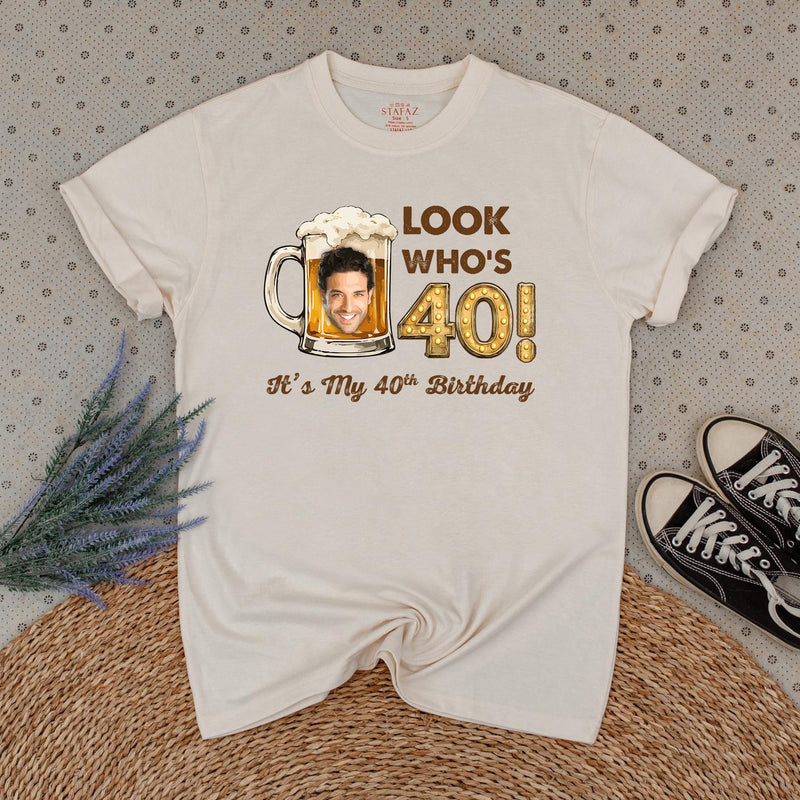 Personalized 40th Birthday Banner and Matching Shirts for Men, Custom Beer Mug Design Party Outfit, Vintage 1986 Celebration Decor