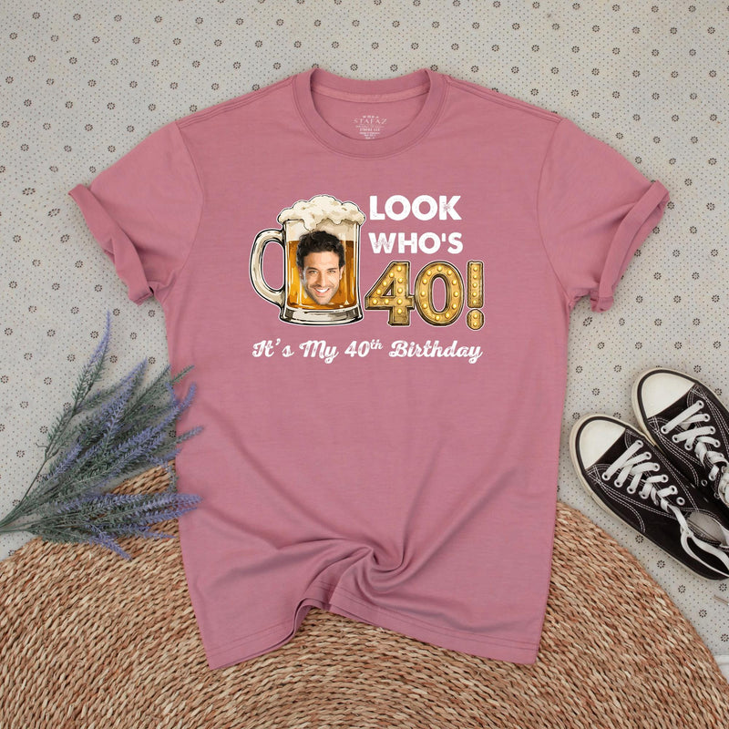 Personalized 40th Birthday Banner and Matching Shirts for Men, Custom Beer Mug Design Party Outfit, Vintage 1986 Celebration Decor