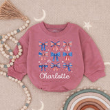 Personalized 4th of July Baby Girl Outfit with Patriotic Bows and Name, Retro First Fourth of July Romper, Festive Holiday Bubble