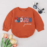 Personalized 4th of July Baby Romper with Patriotic Hudson Design Custom Name Outfit for Infant or Toddler Boys and Girls Holiday Gift
