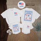 Personalized 4th of July Cousin Crew Shirts Custom Name Patriotic Family Matching Tee USA Red White Blue Outfit for Kids and Adults