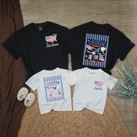 Personalized 4th of July Cousin Crew Shirts Custom Name Patriotic Family Matching Tee USA Red White Blue Outfit for Kids and Adults