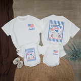 Personalized 4th of July Cousin Crew Shirts Custom Name Patriotic Family Matching Tee USA Red White Blue Outfit for Kids and Adults