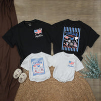 Personalized 4th of July Cousin Crew Shirts Custom Name Patriotic Family Matching Tee USA Red White Blue Outfit for Kids and Adults