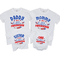 Personalized 4th of July Family Shirts Little Firecracker Outfit for Kids and Adults Patriotic Birthday Matching Independence Day Clothes