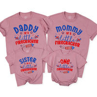 Personalized 4th of July Family Shirts Little Firecracker Outfit for Kids and Adults Patriotic Birthday Matching Independence Day Clothes