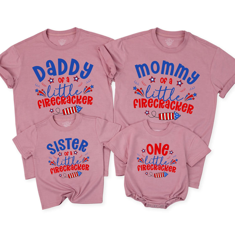 Personalized 4th of July Family Shirts Little Firecracker Outfit for Kids and Adults Patriotic Birthday Matching Independence Day Clothes