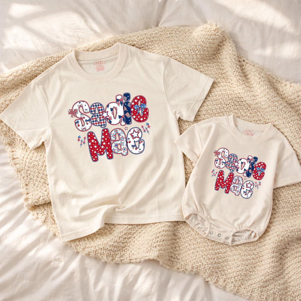 Personalized 4th of July Girl Bubble Romper, 250th Anniversary Toddler Girl Shirt, First Independence Day Clothes