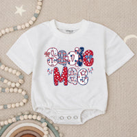 Personalized 4th of July Girl Bubble Romper, 250th Anniversary Toddler Girl Shirt, First Independence Day Clothes