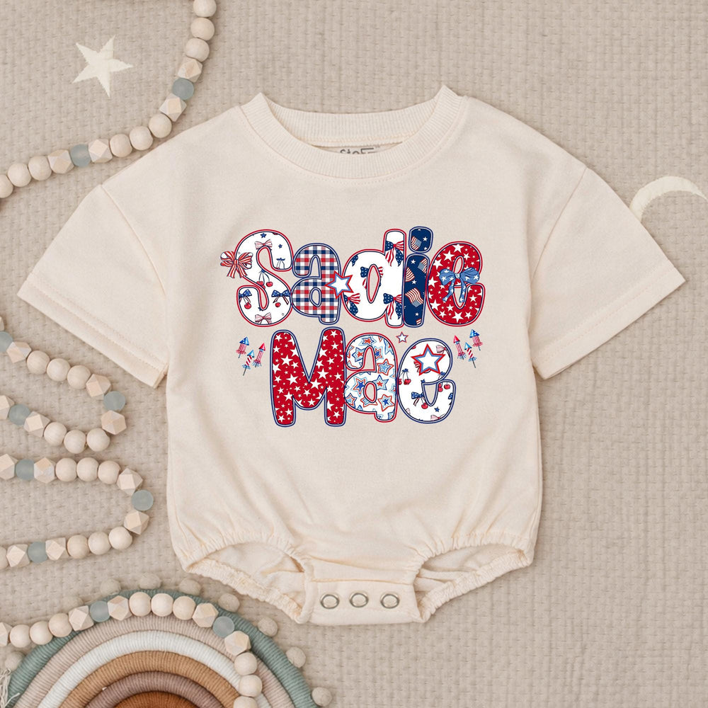 Personalized 4th of July Girl Bubble Romper, 250th Anniversary Toddler Girl Shirt, First Independence Day Clothes