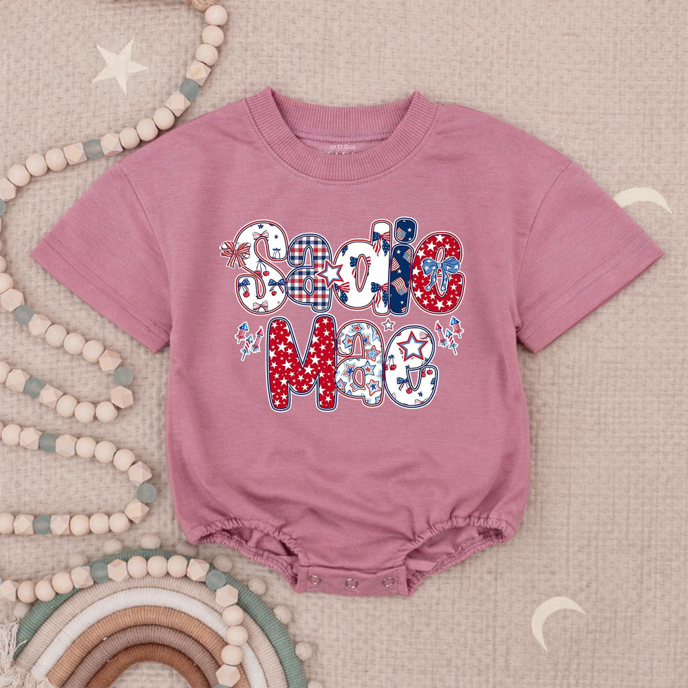Personalized 4th of July Girl Bubble Romper, 250th Anniversary Toddler Girl Shirt, First Independence Day Clothes