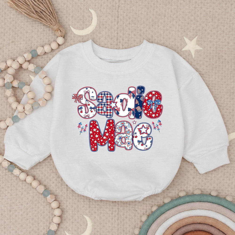 Personalized 4th of July Girl Bubble Romper, 250th Anniversary Toddler Girl Shirt, First Independence Day Clothes