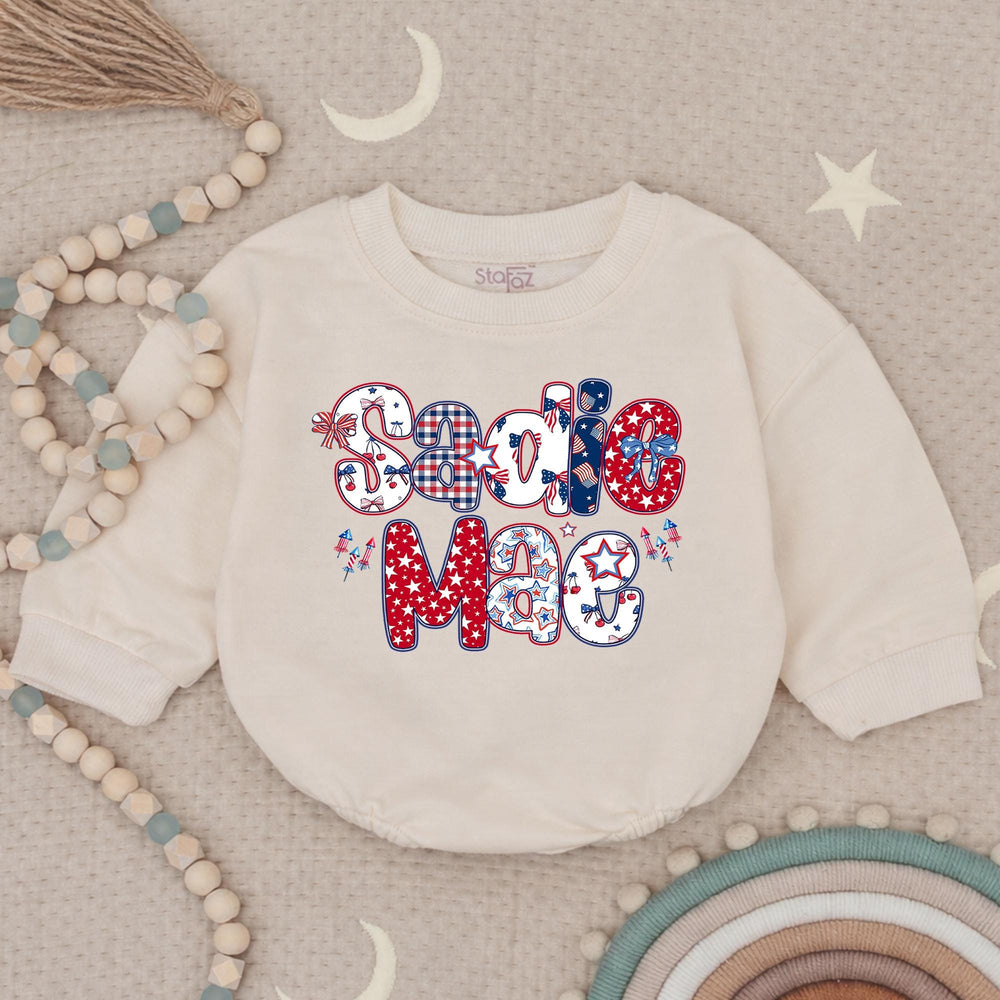 Personalized 4th of July Girl Bubble Romper, 250th Anniversary Toddler Girl Shirt, First Independence Day Clothes