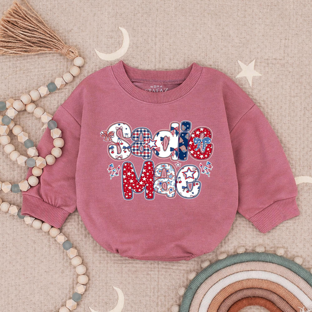 Personalized 4th of July Girl Bubble Romper, 250th Anniversary Toddler Girl Shirt, First Independence Day Clothes
