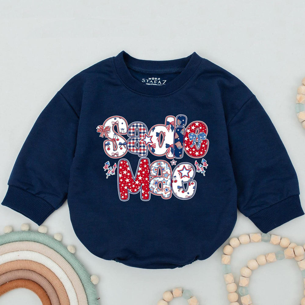 Personalized 4th of July Girl Bubble Romper, 250th Anniversary Toddler Girl Shirt, First Independence Day Clothes