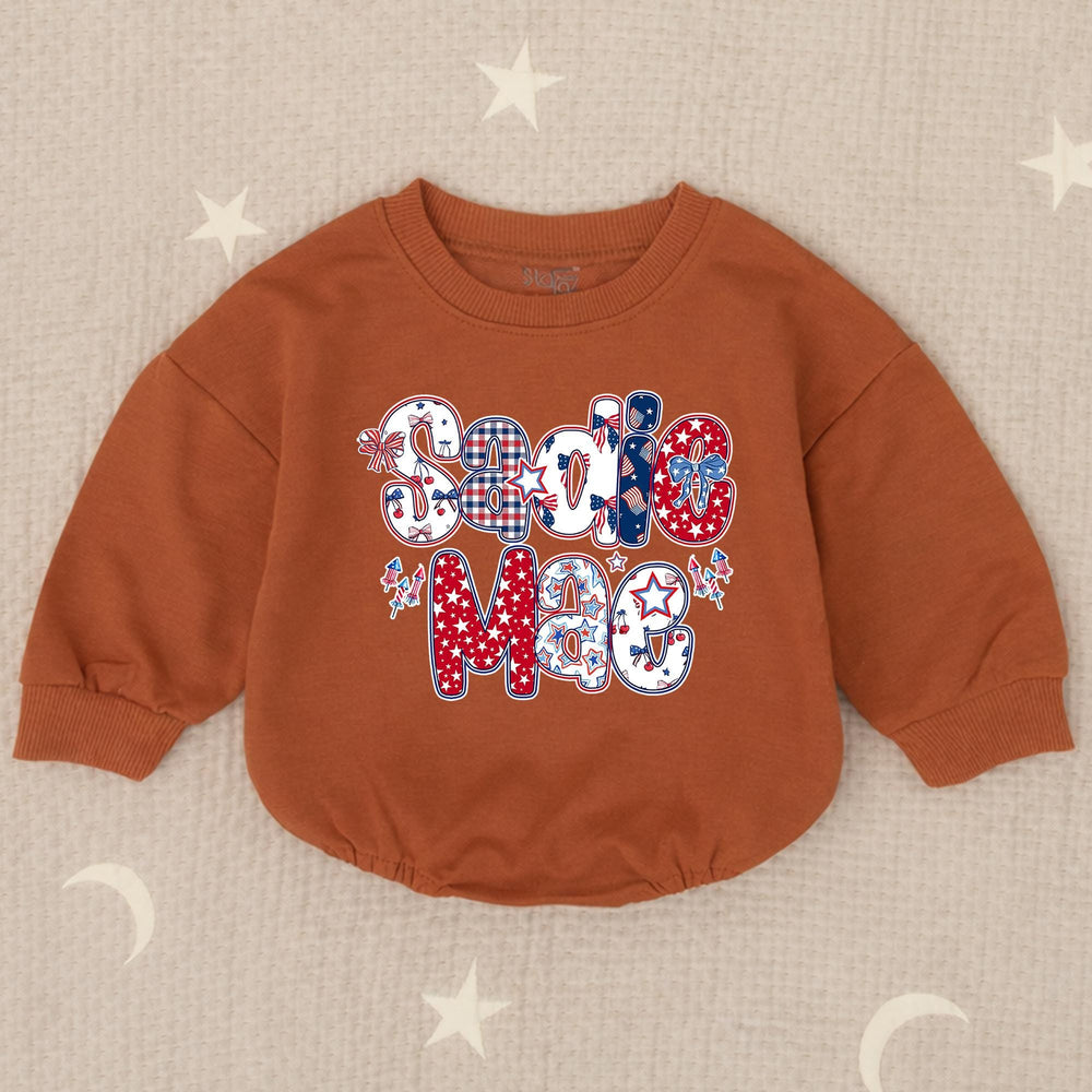 Personalized 4th of July Girl Bubble Romper, 250th Anniversary Toddler Girl Shirt, First Independence Day Clothes