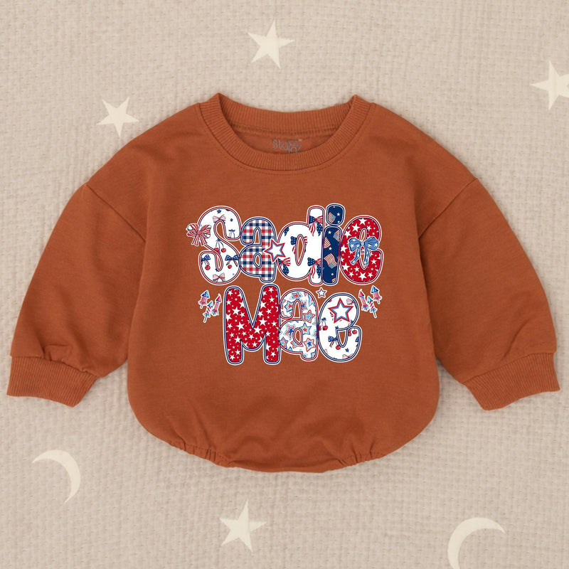 Personalized 4th of July Girl Bubble Romper, 250th Anniversary Toddler Girl Shirt, First Independence Day Clothes
