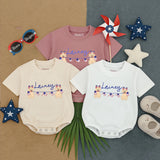 Personalized 4th of July Romper with Cute Puppies Red White Blue Design Patriotic Baby Outfit Ideal for Summer Toddler Gift