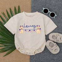 Personalized 4th of July Romper with Cute Puppies Red White Blue Design Patriotic Baby Outfit Ideal for Summer Toddler Gift