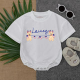 Personalized 4th of July Romper with Cute Puppies Red White Blue Design Patriotic Baby Outfit Ideal for Summer Toddler Gift