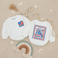 Personalized 4th of July Toddler Romper with USA Flag Design, America 250th Anniversary Outfit, Soft Cotton Patriotic Baby Clothes