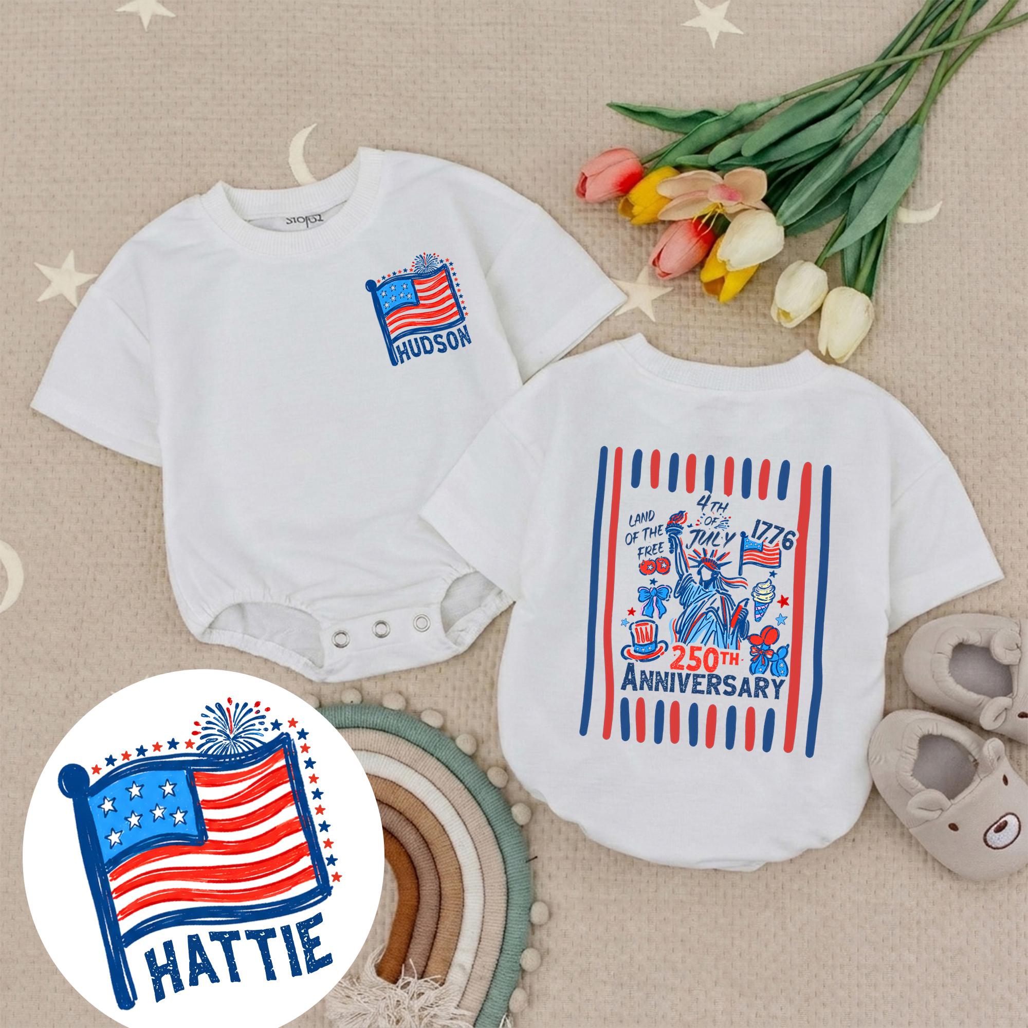 Personalized 4th of July Toddler Tee with Name and Statue of Liberty Design Patriotic Baby Shirt USA Kids Outfit for America 250th Anniversary