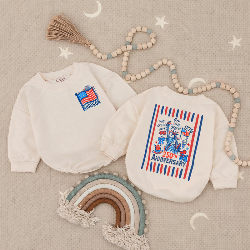 Personalized 4th of July Toddler Tee with Name and Statue of Liberty Design Patriotic Baby Shirt USA Kids Outfit for America 250th Anniversary
