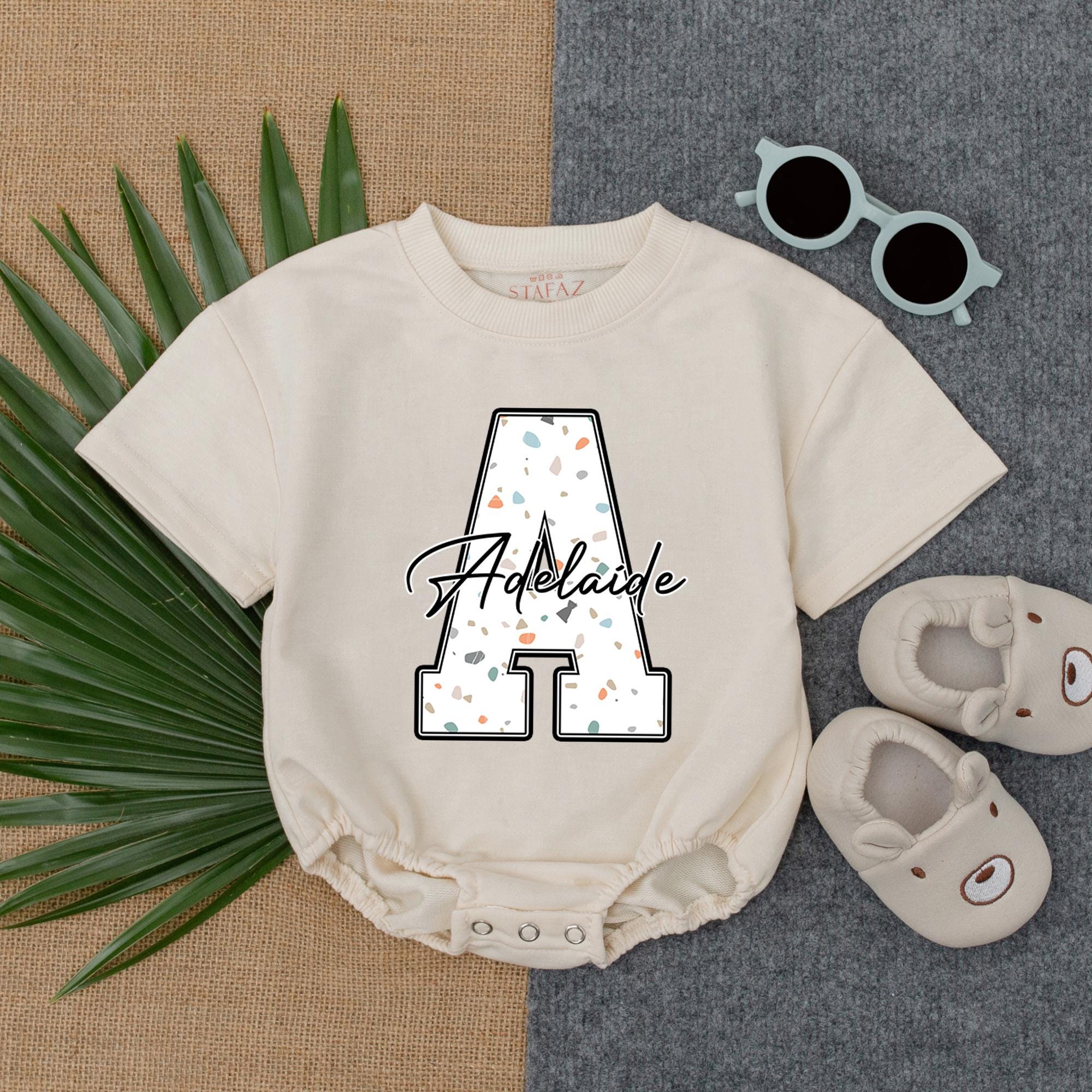 Personalized Adelaide Baby Romper with Playful A Design Soft Pastels Custom Name Infant Bodysuit Ideal Birthday or Baby Shower Gift