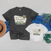 Personalized Adventure Buddies Matching Shirts for Dad & Baby, Custom Name & Year Design, Soft Cotton Outfit, Perfect 1st Father's Day Gift
