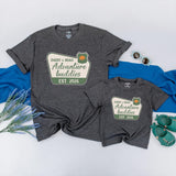 Personalized Adventure Buddies Matching Shirts for Dad & Baby, Custom Name & Year Design, Soft Cotton Outfit, Perfect 1st Father's Day Gift