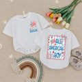 Personalized All American Boy Baby Romper 4th of July Outfit with Red White Blue Stars Fireworks Design Holiday Gift Toddler Clothes