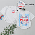 Personalized All American Boy Baby Romper, Red White Blue 4th of July Outfit, Patriotic Infant Toddler Bubble Romper with Name James