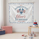 Personalized All American Boy Birthday Romper and Silk Banner Set Patriotic ONE Design Baby Shower USA Theme Party Backdrop Decor