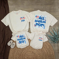 Personalized All American Boy Romper with Statue of Liberty Patriotic 4th of July Outfit for Baby Family Reunion Red White Blue