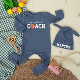 Personalized Assistant Coach Baby Bodysuit with Basketball Design, Ribbed Cotton Romper & Hat for Baby Shower Gift or First Photos